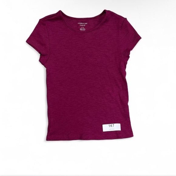 American Eagle Outfitters Tops - American Eagle Burgundy Ribbed Short Sleeve Top